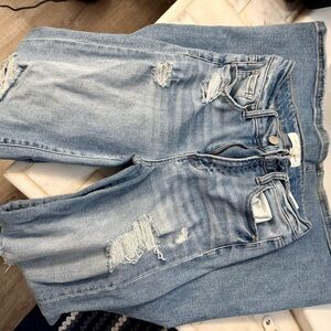 Trendy Light Blue Distressed Women's Flare Jeans